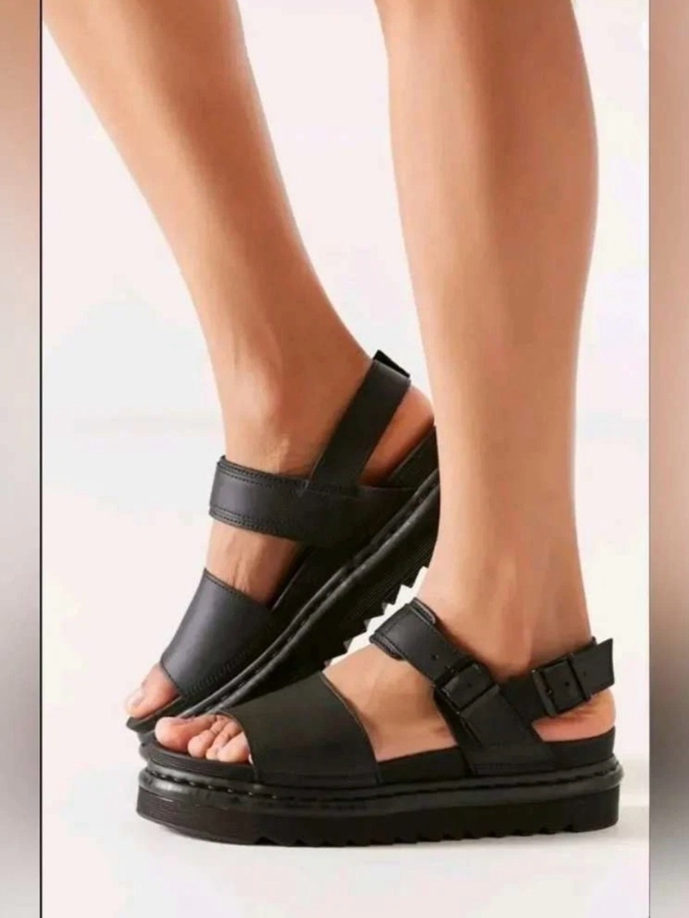 Dr. Martens Voss Black Leather Platform Sandals